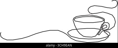 Illustration einer durchgehenden einzeiligen Zeichnung des Bechervektors. Bearbeitbare Kontur. Stock Vektor