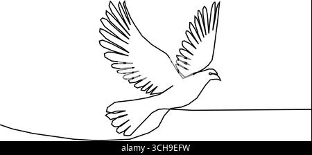 Durchgehende einzeilige Zeichnung von fliegendem Vogel. Minimalistisches Design für Vögel, Tauben und Tauben. Editierbarer aktiver Konturvektor. Stock Vektor