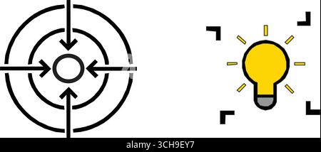 Minimalistisches Vektorzielsymbol mit Pfeil, der Präzision, Genauigkeit, Fokus und Ziel darstellt. Stock Vektor
