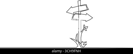 Pfeile für die Fahrtrichtung sind auf weißem Hintergrund isoliert. Fahren Sie mit der Zeichnung einer Linie fort. Vektorillustration für Banner, Webdesign-Element. Stock Vektor