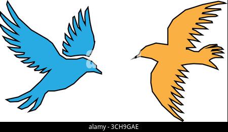 Schleppen Sie fliegende Vögel Vektor auf einem weißen Hintergrund. Stock Vektor