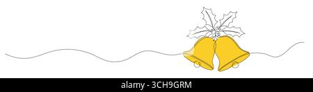Weihnachtsglocke in einer durchgehend bearbeitbaren Linie. Vektorabbildung Stock Vektor