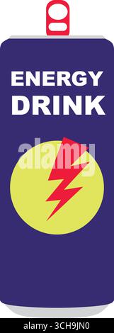 Energy-Drink-Dose-Vektor-Symbol. Getränkedose. Aluminiumdose mit Sodagetränken. Vektordarstellung Stock Vektor