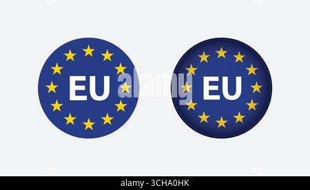 Flagge der Europäischen Union. Vektorgrafik des EU-Zeichens. Die offizielle Flagge der Europäischen Union, ein in der EU hergestelltes Etikett oder Aufkleber Stock Vektor