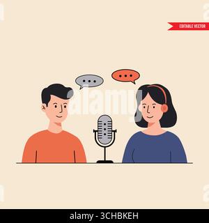 Podcast-Moderatoren: Unterhaltung und Kommunikation Stock Vektor