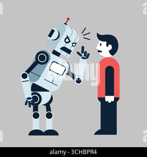 KI-Roboter schimpft man HumanRoboter-Kommunikationsszene Stock Vektor