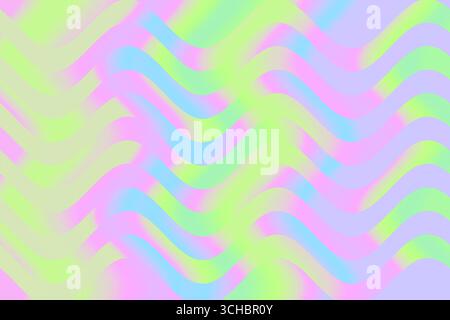 Weiches, pastellfarbenes Wellenmuster in Regenbogentönen. Heller, traumhafter und glatter abstrakter Hintergrund für Frühlings-, Baby- oder feminine Designs. Stockfoto