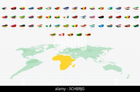 Afrikanische Vintage-Flaggen mit getragener Textur und Wave Motion. Stock Vektor