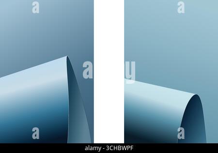 Abstraktes blaues Papier mit gewellten Mustern: Set aus 2 minimalistischen Hintergründen Stock Vektor