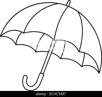 Minimalistischer Regenschirm mit gewellten Kanten, klaren Vektorgrafiken für Regenschutz, Wetter und klassischem urbanem Accessoire Stock Vektor