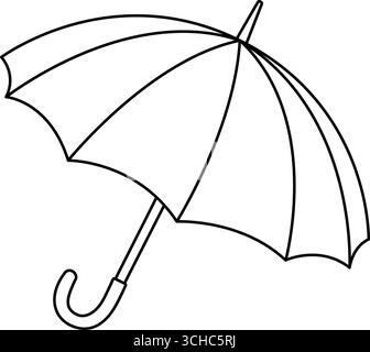 Klare, minimalistische Schirmkontur Icon, einfache lineare Vektorgrafik für Regenschutz, Wetterschutz und modernes dekoratives Design Stock Vektor