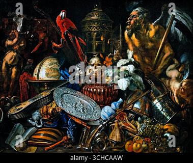 Vanitas von Pieter Boel, Figuren JACOB JORDAENS (1593–1678) Flämisch-Belgisches Museum zugeschrieben Stockfoto