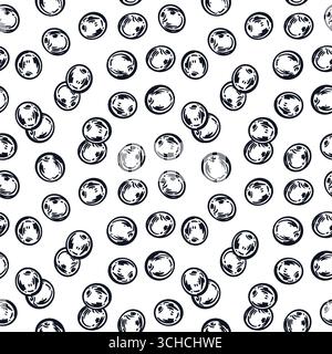 Nahtloses Vektormuster von Viburnum-Beeren. Beeren unterschiedlicher Größe, handgezeichnet in Tusche und in Vektor übersetzt. Das Muster ist geeignet für Stock Vektor