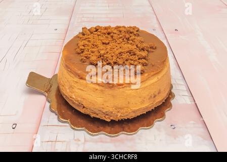 Kekse Loot Cheesecake: Creme Cheese mit Speculoos und gesalzenem Karamell Stockfoto