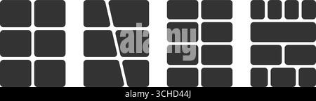 Satz von Comicbuchseiten isoliert auf weißem Hintergrund. Raster für Graphic Novel oder Manga Storyboard. Layouts für Fotocollage, Magazin, Broschüre oder Moodboard. Vektorabbildung. Stock Vektor