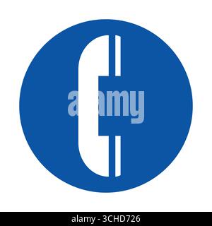 Ein moderner blauer Kreis mit weißem Telefonsymbol, ideal für Kommunikations- und Technologiethemen. Verwenden Sie dieses Symbol für professionelle oder kommerzielle n Stock Vektor