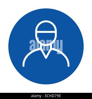 Diese moderne Ikone zeigt eine einfache Silhouette einer Person in einem blauen Kreis, ideal für die Darstellung menschlicher Figuren im digitalen und grafischen Design. Stock Vektor