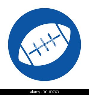 Dieses schlichte blaue Symbol hat ein American Football Design in einer kreisförmigen Form und ist ideal für sportbezogene Konzepte, Veranstaltungen und Merchandise. Stock Vektor