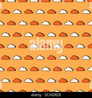 Wolkenvektor nahtloses Muster mit orangefarbener Farbe Stock Vektor