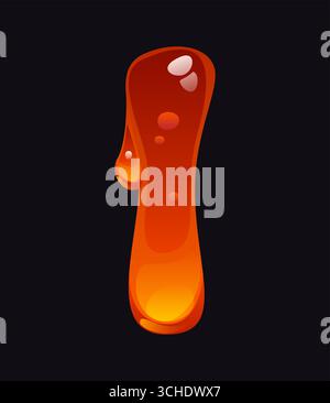 Fließender Honigcartoon-Schriftbuchstabe I. Gelber Bonbon-Schriftbuchstabe, flüssiger Karamell-Cartoon-Vektor-Typeset-Element. Schmackhaftes bernsteinfarbenes ABC-Symbol oder süßes Honig-englisches Alphabet-Zeichen Stock Vektor