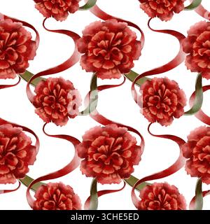 Portugiesische Revolution der Nelken Symbole rote Blume mit Bändern farbige Nationalflagge symbolisiert Freiheit, friedliche Veränderung im Leben der Nation und Stockfoto