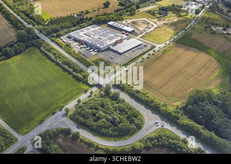 Luftaufnahme, Baustelle Handelshof Hamm Großhandelsmarkt an der Roemerstraße, Baustelle Bockum-Hoevel, Hamm, Ruhrgebiet, Nordrhein- Stockfoto