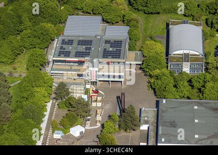 Luftaufnahme, Freiherr-vom-Stein-Gymnasium mit Baustelle, Uentrop, Hamm, Ruhrgebiet, Nordrhein-Westfalen, Deutschland Stockfoto