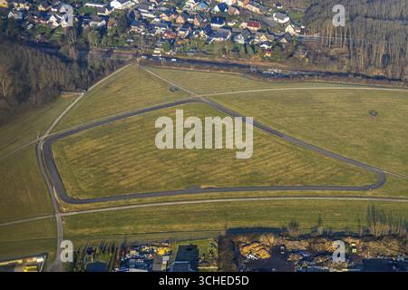 Luftaufnahme, Radbod-Rennrad- und Rollsporttrainingsstrecke, Teil des Lippe-Parks, ehemalige Radbod-Zeche, Bockum-Hoevel, Hamm, Ruhrgebiet, Nord Stockfoto
