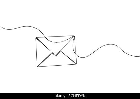 Umhüllungssymbol für einzeilige Zeichnung isolierte Umrisse einfache minimale Vektorabbildung Stock Vektor