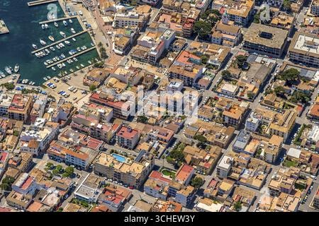 Luftaufnahme, Blick auf das Stadtzentrum, es Pelats, Cala Gat, Cala Rajada, Capdepera, Balearen, Mallorca, Balearen, Spanien Stockfoto