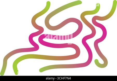 Abstrakte bunte Verlaufswellen mit glatten, fließenden Linien in leuchtenden Grün-, Rosa-, Orange- und Brauntönen auf weißem Hintergrund Stock Vektor