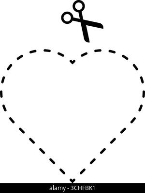 Schneidendes herzförmiges Arbeitsblattelement für Vorschule und Kindergarten Stock Vektor