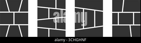 Comicstreifen oder Vorlagen für neuartige Grafiken. Animationsbuchrahmen. Raster für Manga-Seiten-Storyboard. Layouts für Fotocollage, Magazin, Poster oder Stimmbrett. Vektorabbildung. Stock Vektor