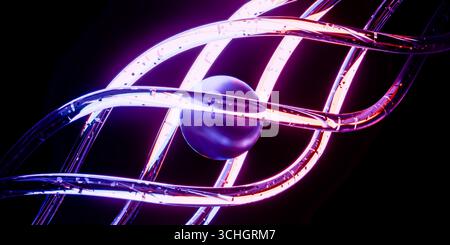 Violett-blau leuchtendes Chromosom für Biologie und Chemie, technologische Innovation in der Medizin, Gentherapie und Diagnostik, abstrakter Wissenschaftler Stockfoto