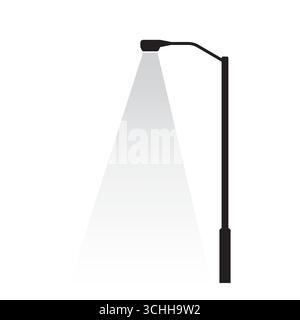 Straßenlaterne mit Spotlight Beam. Vektorillustration isoliert auf weißem Hintergrund Stock Vektor