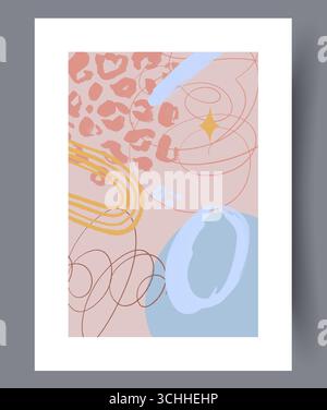 Eine abstrakte, farbenfrohe Komposition mit modernen Formen, Mustern und kreativen Elementen Stockfoto