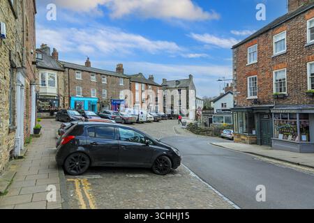 Blick auf Castle Hill in der Nähe des Stadtzentrums, Richmond, North Yorkshire, England, Großbritannien Stockfoto