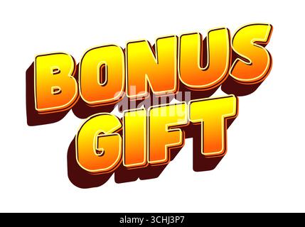 Farbenfrohe Textgrafik mit den Worten BONUSGESCHENK im auffälligen 3D-Stil mit Verlaufseffekt Stock Vektor