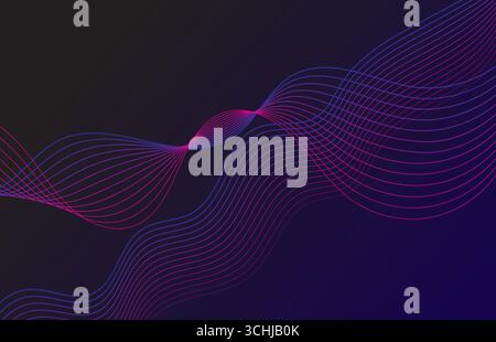 Abstrakte blau leuchtende geometrische Linien auf dunkelblauem Hintergrund. Vektorabbildung. Stock Vektor