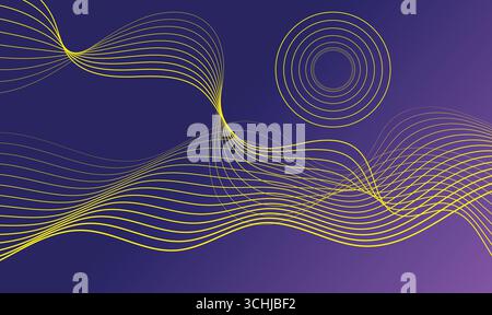 Abstrakter Hintergrund farbenfroher Wellenlinien. Futuristisches Technologiekonzept. Moderne, fließende Wellenlinien. Dynamisches Wellenmuster. Vektorabbildung. Stock Vektor
