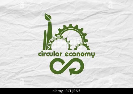 Symbole für die Kreislaufwirtschaft auf weißem Hintergrund Stockfoto