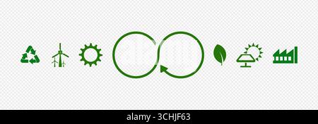 Symbole für die Kreislaufwirtschaft auf weißem Hintergrund Stockfoto