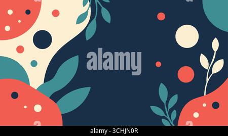 Abstrakter floraler Hintergrund: Dunkelblau, Korallenblau und Teal Design für Präsentationen und Branding Stock Vektor