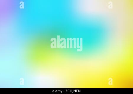 Lebendiger abstrakter Farbverlauf, der Gelb, Blau und Grün mit sanften Unschärfen und Leuchten verbindet. Ein wunderschöner heller Sommerhintergrund. Stockfoto