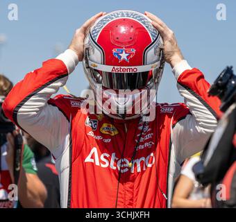 Libanon, TN, USA. 30. August 2025. Der Fahrer der INDYCAR Series JOSEF NEWGARDEN (2) (USA) aus Nashville, TN, qualifiziert sich für den Grand Prix von Borchetta Bourbon Music City auf dem Nashville Superspeedway in LIBANON, TN. (Kreditbild: © Walter G. Arce Sr./ASP via ZUMA Press Wire) NUR REDAKTIONELLE VERWENDUNG! Nicht für kommerzielle ZWECKE! Stockfoto