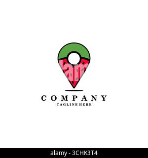 Flache moderne Wassermelone Pin Point Logo Vorlage Vektor Illustration Stock Vektor
