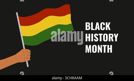 Black History Month Afroamerikanischer Geschichtskartenfeier. Rote gelbe grüne Farbe. Poster-Design für Webseitenbanner. Vektor. Stock Vektor