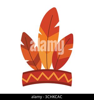 Indianische Kopfbedeckung. Isolierter weißer Hintergrund. Vektorabbildung mit flachem Stil. Stock Vektor