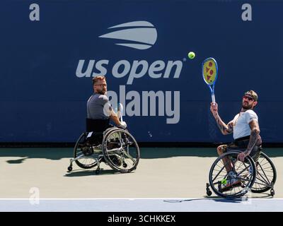 Queens, Usa. September 2025. Queens, New York City. 2. September 2025: Die Doppel-Paarung von Heath Davidson (aus) und Robert Shaw (CAN) bei den US Open 2025. Quelle: Corleve/Alamy Live News Stockfoto