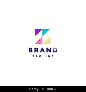 Farbenfrohes Design mit Z-Letter-Logo. Vier bunte Dreiecke mit Z-Logo. Stock Vektor